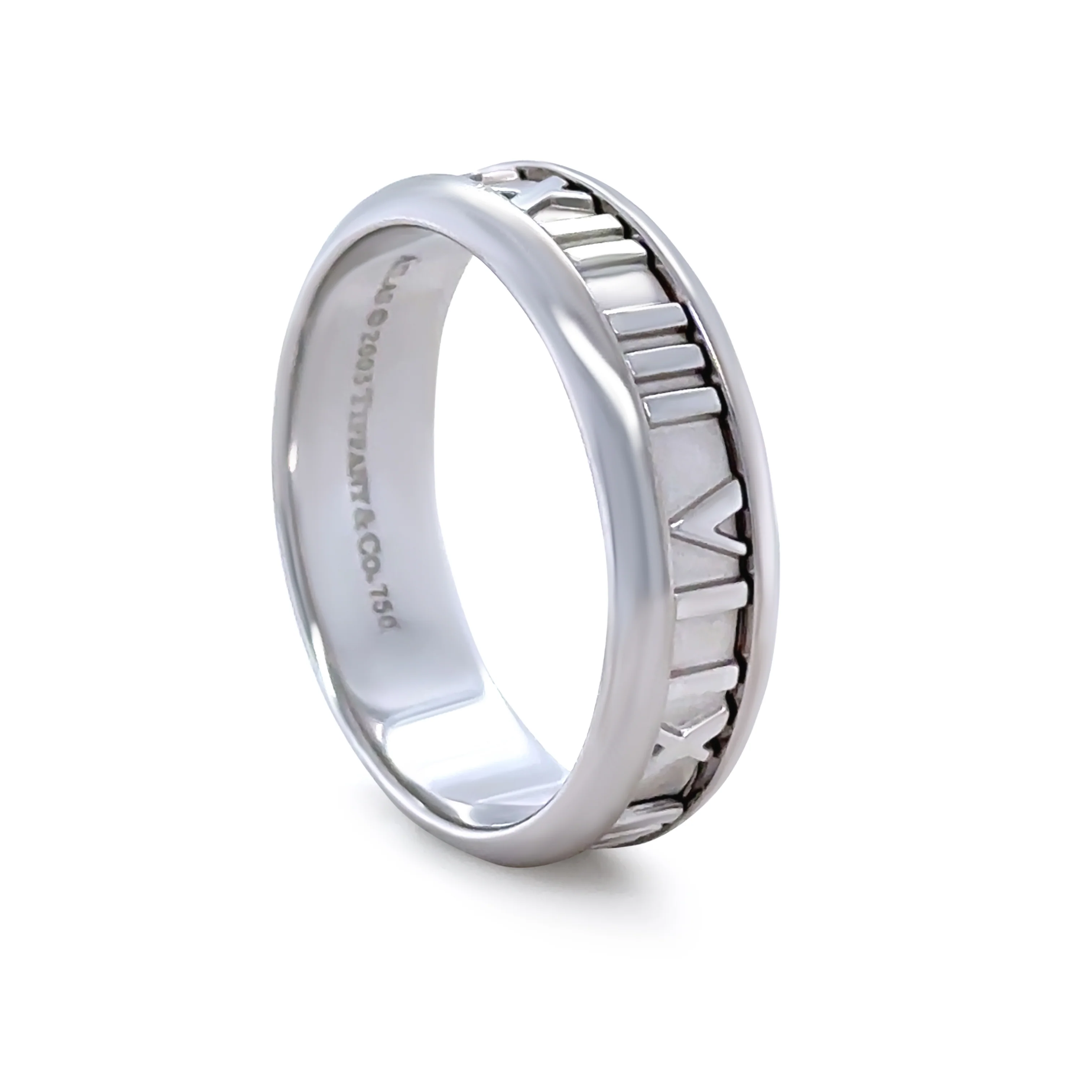 Tiffany & Co 18ct White Gold Atlas Ring 11g - Image 4