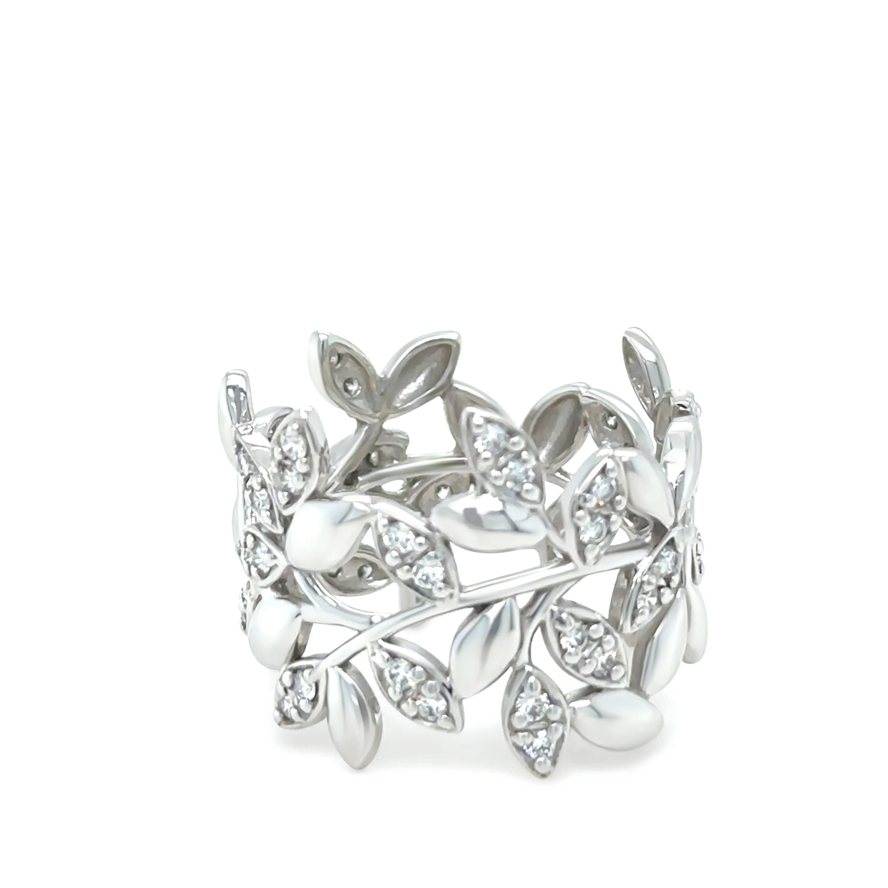 Tiffany & Co 18ct White Gold Olive Leaf Diamond Ring 0.46ct 7.7g - Image 2