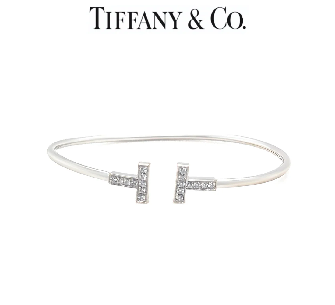 Tiffany & Co. 18ct White Gold T Diamond Wire Bracelet 0.24ct 8.60g