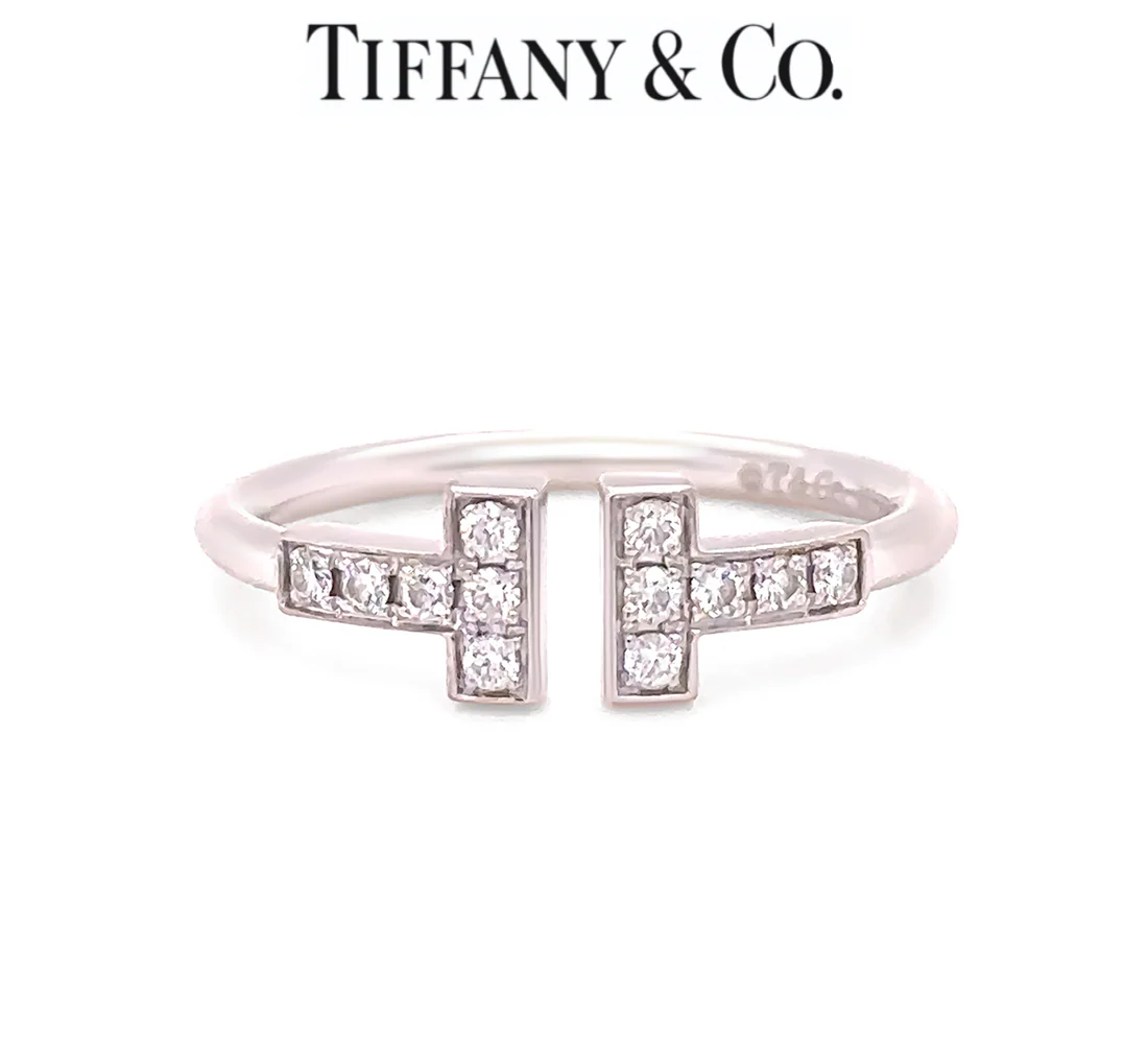 Tiffany & Co. 18ct White Gold T Diamond Wire Ring 0.13ct 2.58g