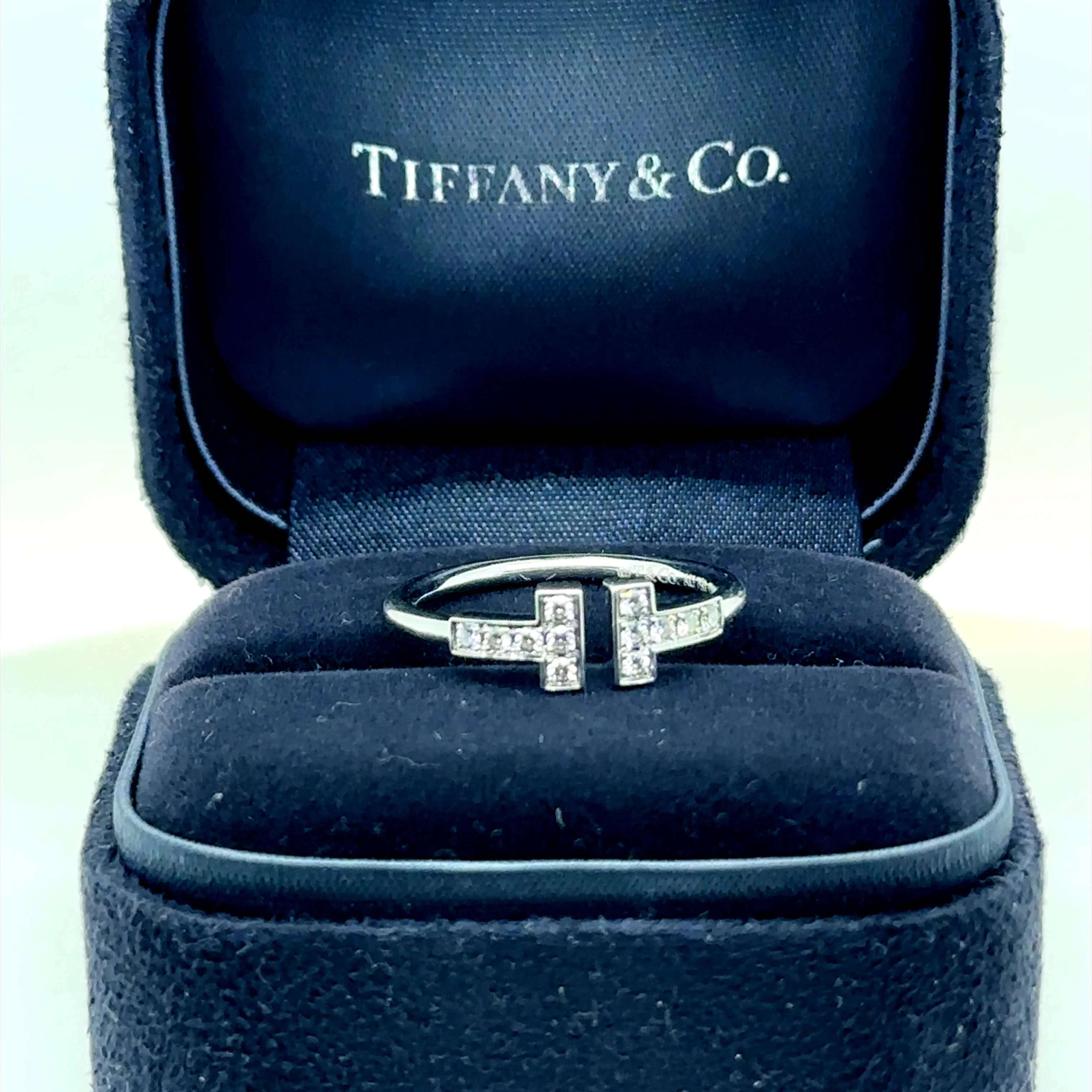 Tiffany & Co. 18ct White Gold T Diamond Wire Ring 0.13ct 2.58g - Image 7