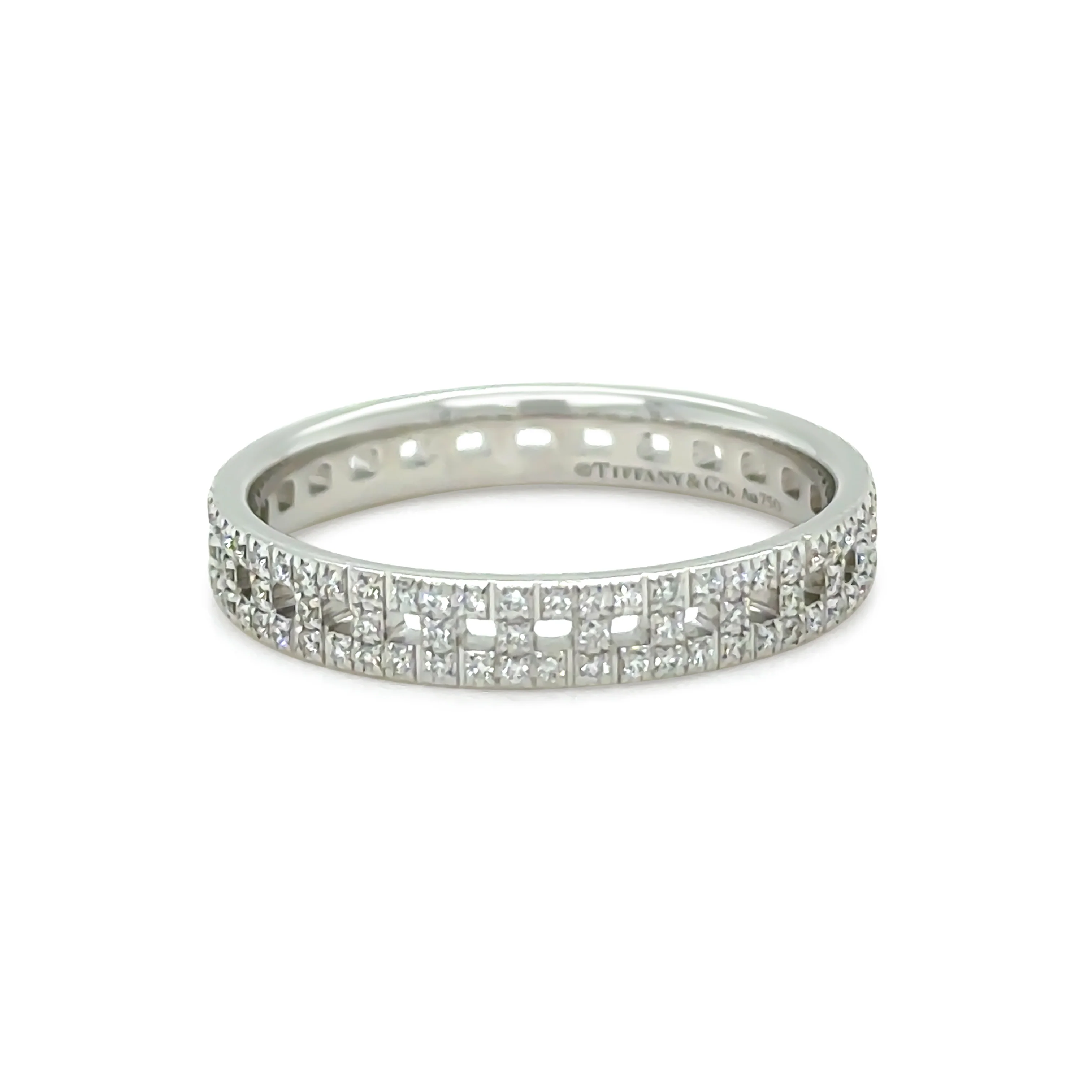 Tiffany & Co. 18ct White3.73g Gold T True Narrow Pavé Diamond Ring 0.23ct - Image 2