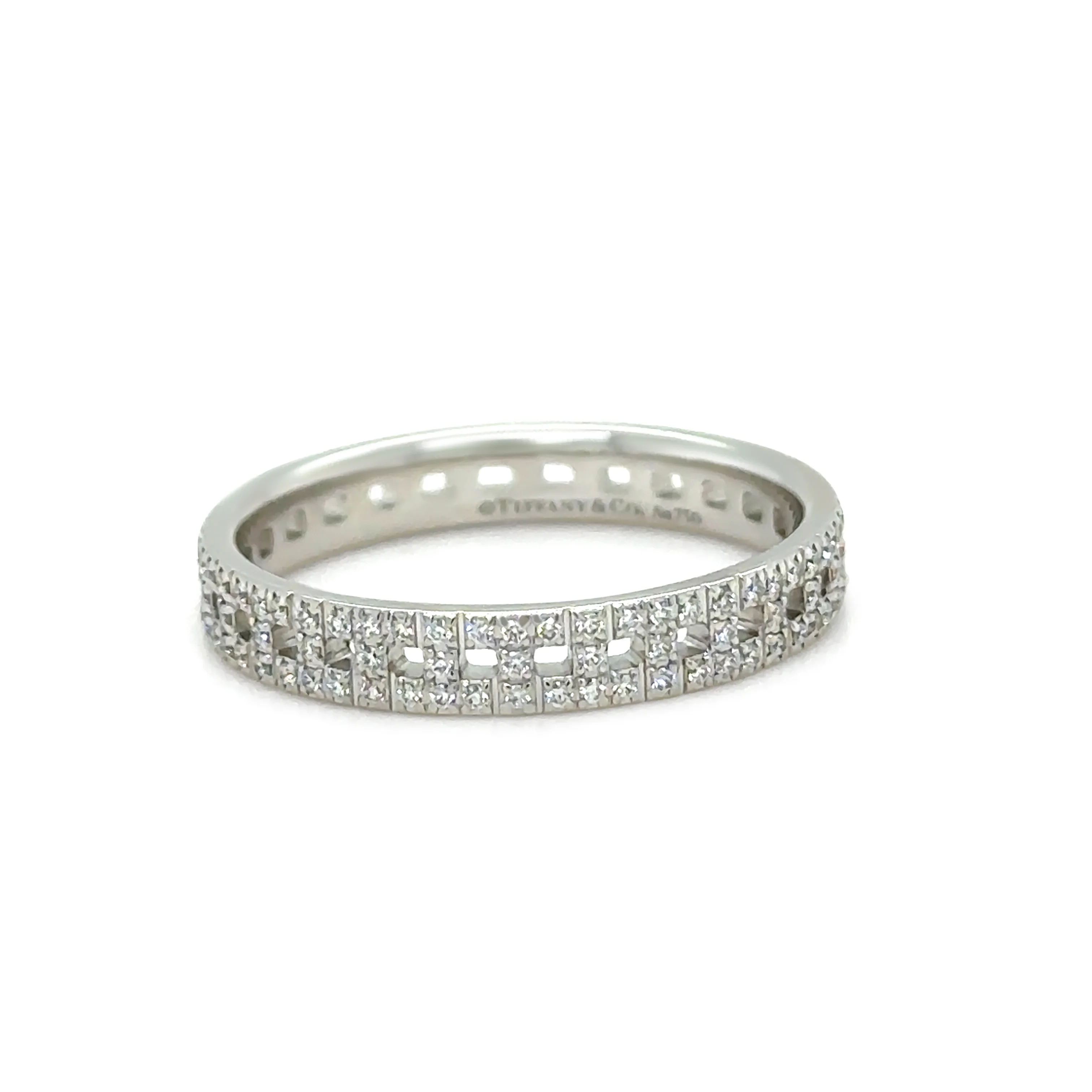 Tiffany & Co. 18ct White3.73g Gold T True Narrow Pavé Diamond Ring 0.23ct - Image 3