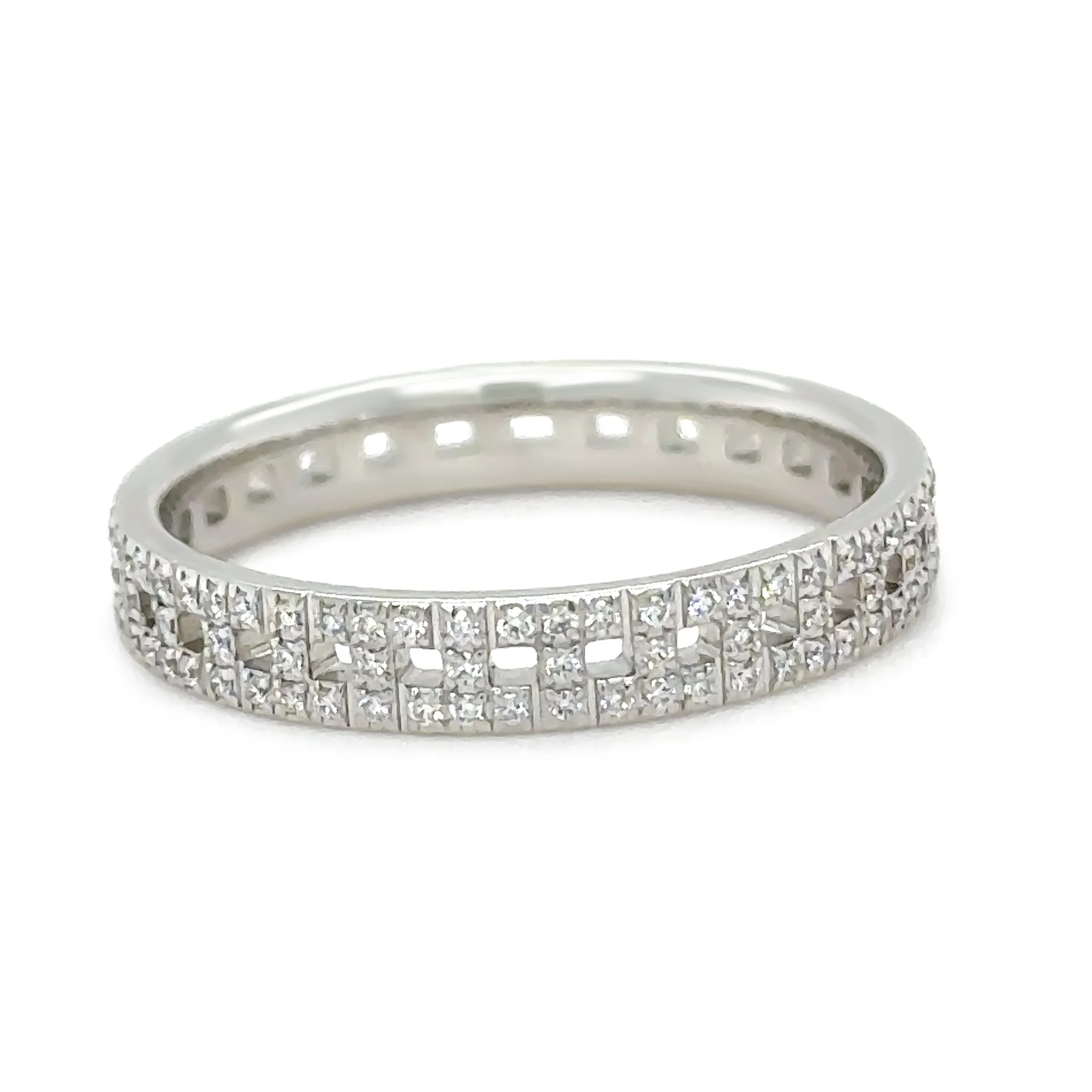 Tiffany & Co. 18ct White3.73g Gold T True Narrow Pavé Diamond Ring 0.23ct - Image 4