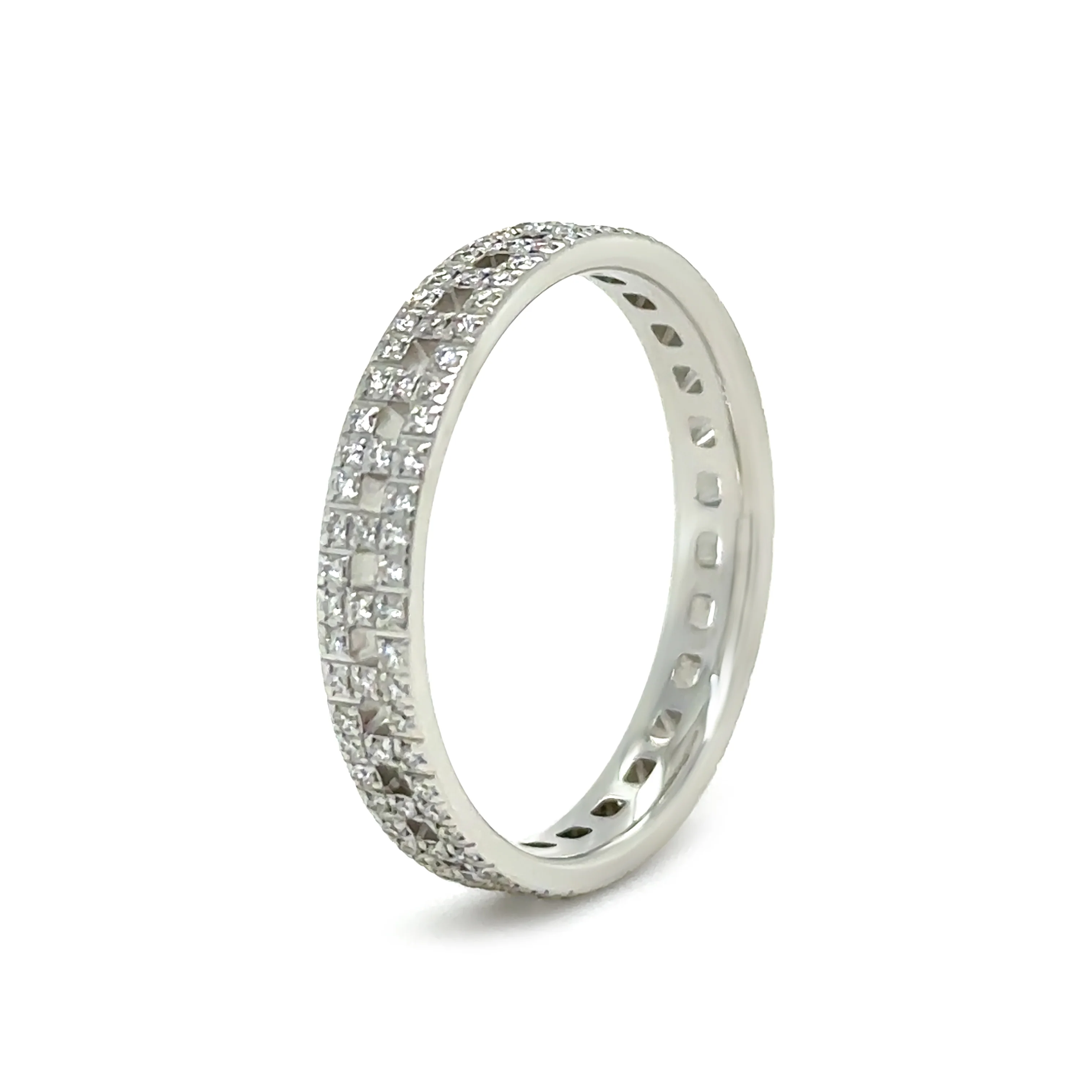 Tiffany & Co. 18ct White3.73g Gold T True Narrow Pavé Diamond Ring 0.23ct - Image 5