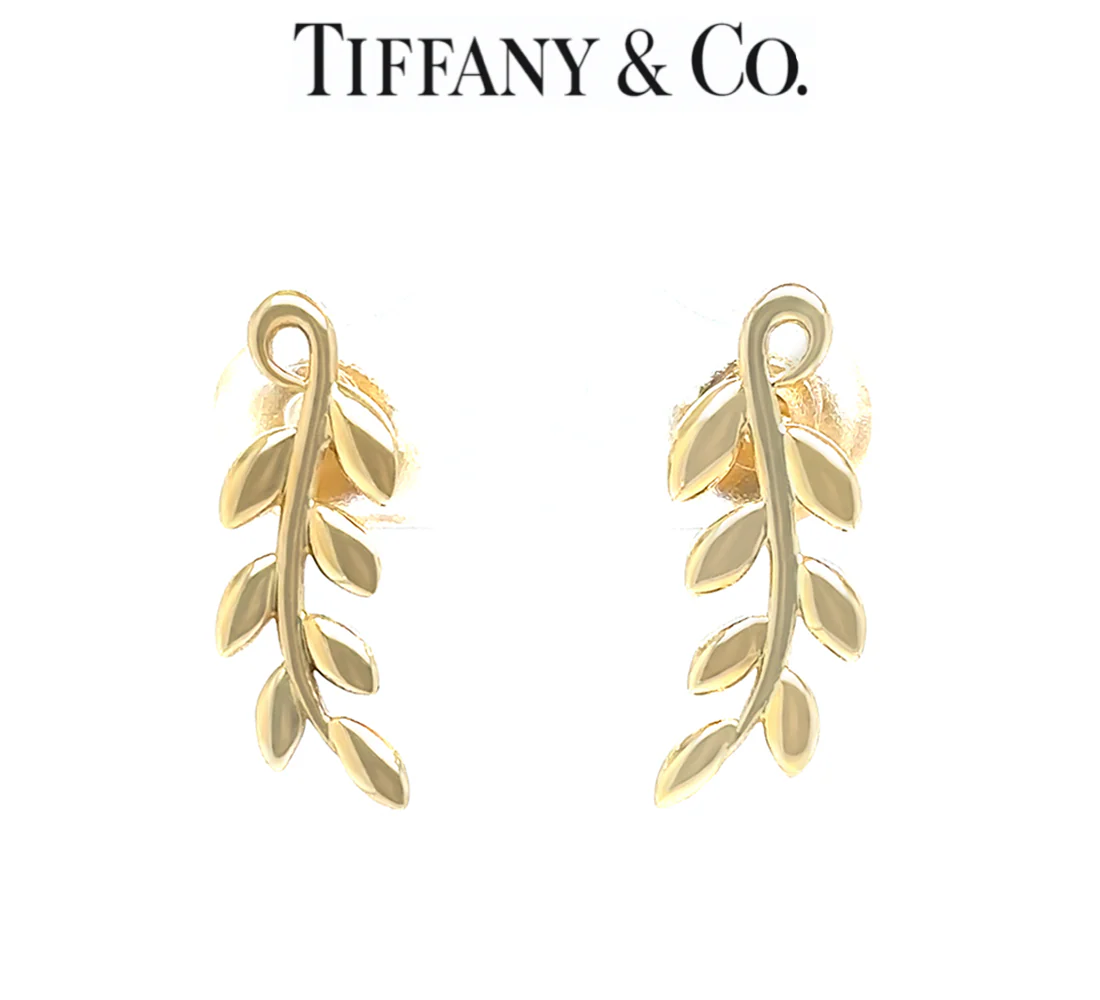 Tiffany & Co. 18ct Yellow Gold Paloma Picasso Olive Leaf Climber Earrings 4.23g