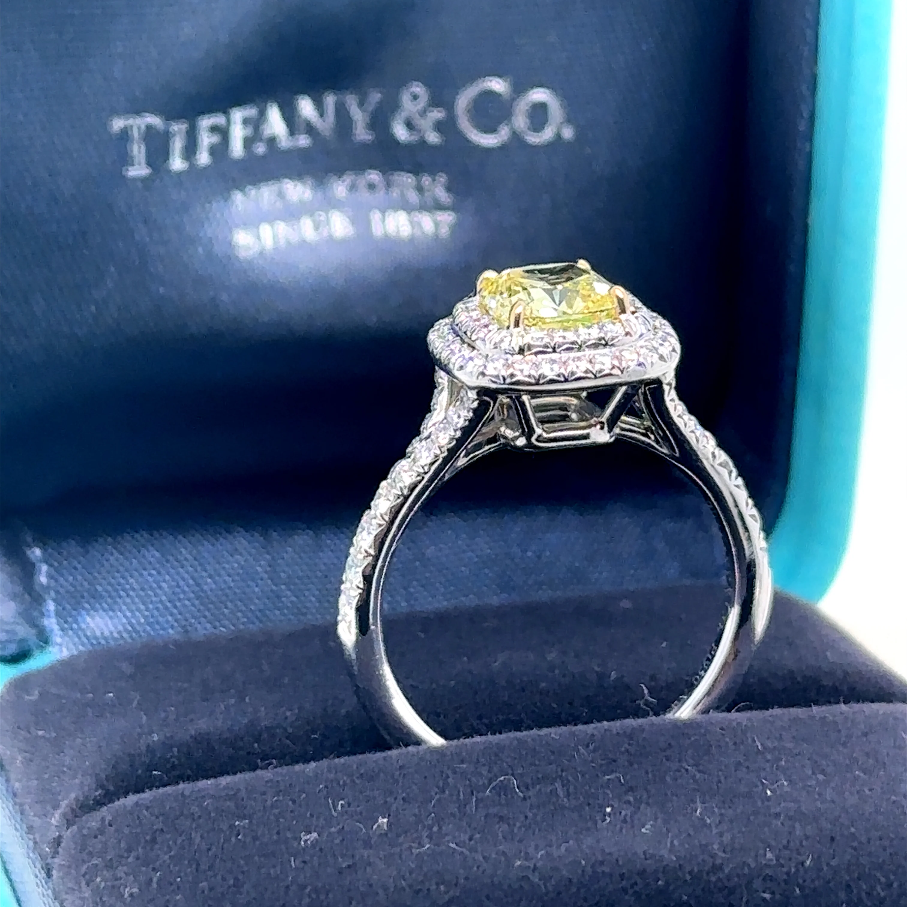 Tiffany & Co Platinum Yellow Diamond Engagement Ring 1.41ct - Image 11