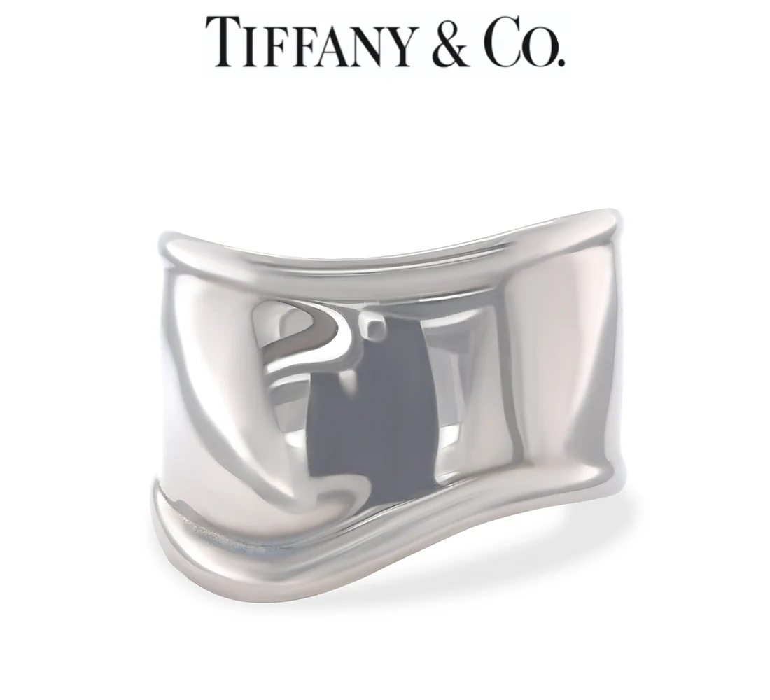 Tiffany & Co Rare Elsa Peretti Ruthenium Charcoal Bone Cuff Bracelet 65.5g