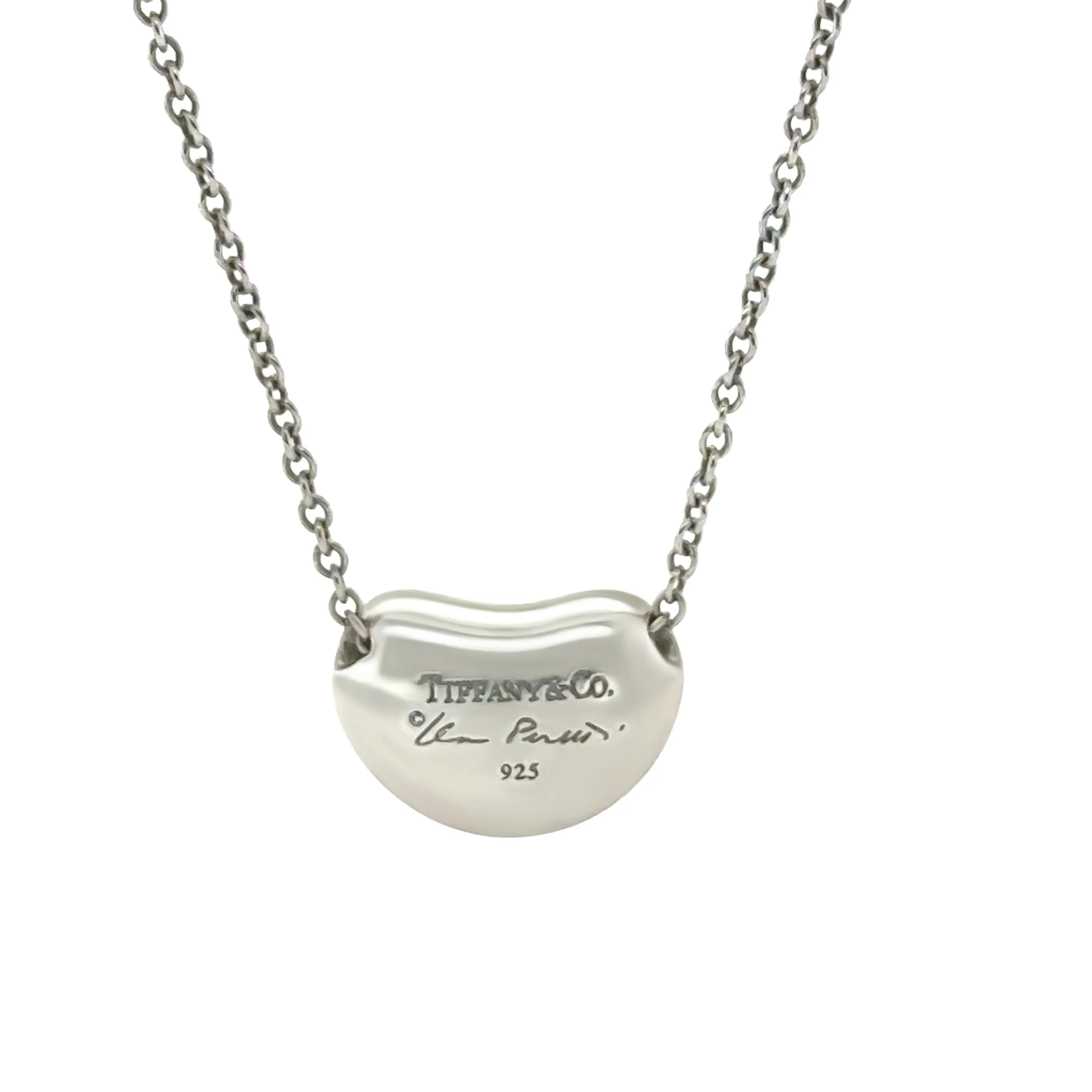 Tiffany & Co. Silver Elsa Peretti Bean Design Pendant Necklace 3.06g - Image 4