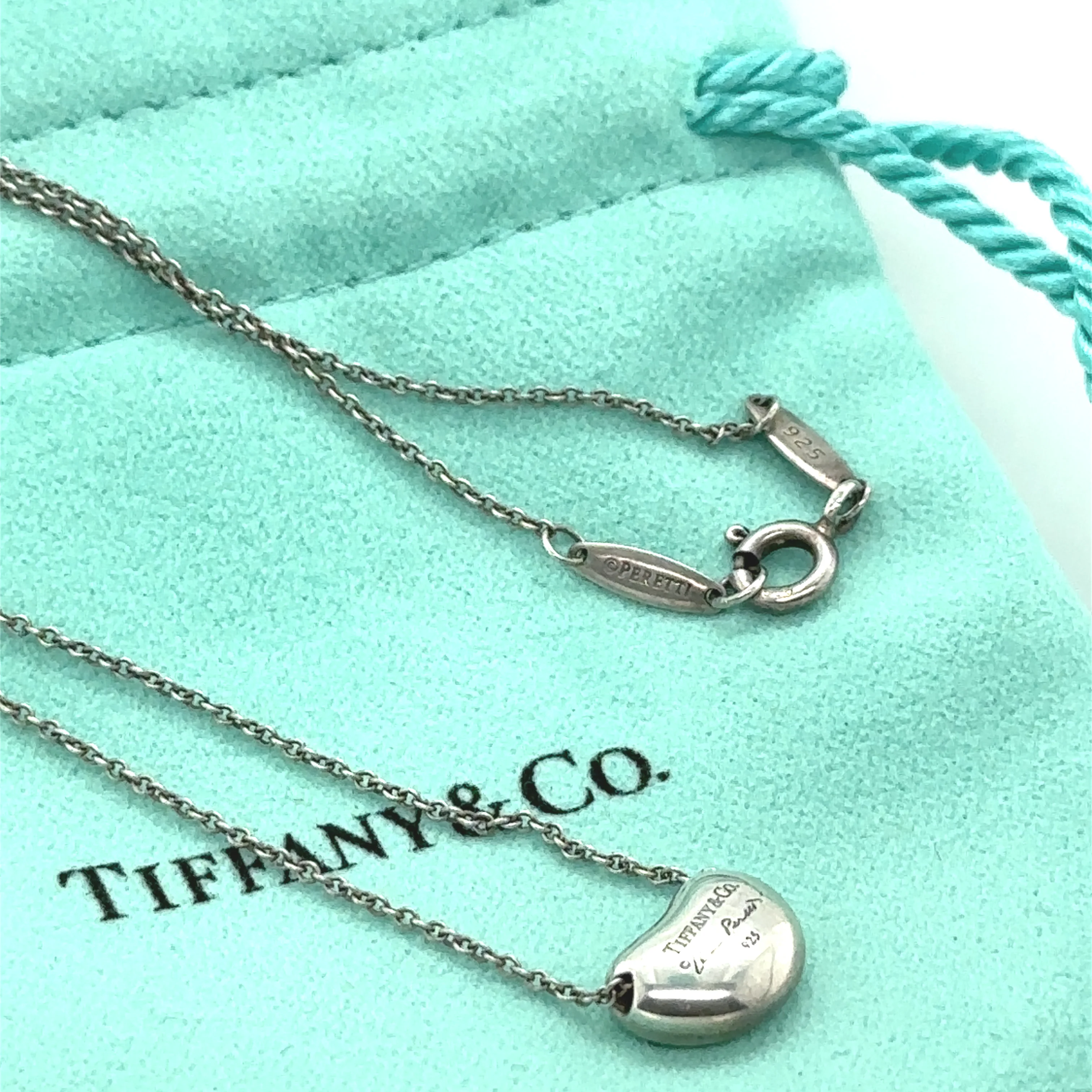 Tiffany & Co. Silver Elsa Peretti Bean Design Pendant Necklace 3.06g - Image 6