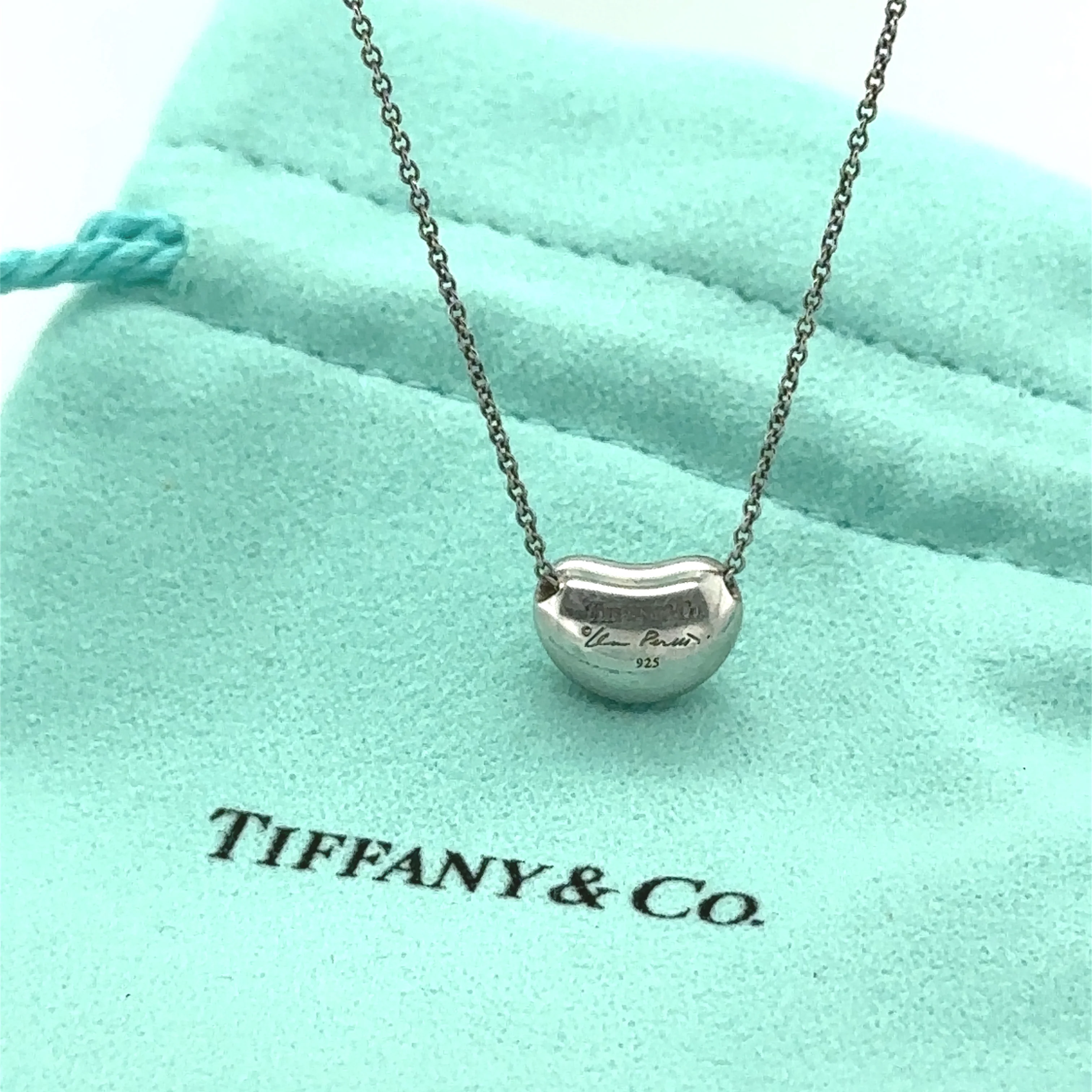 Tiffany & Co. Silver Elsa Peretti Bean Design Pendant Necklace 3.06g - Image 7