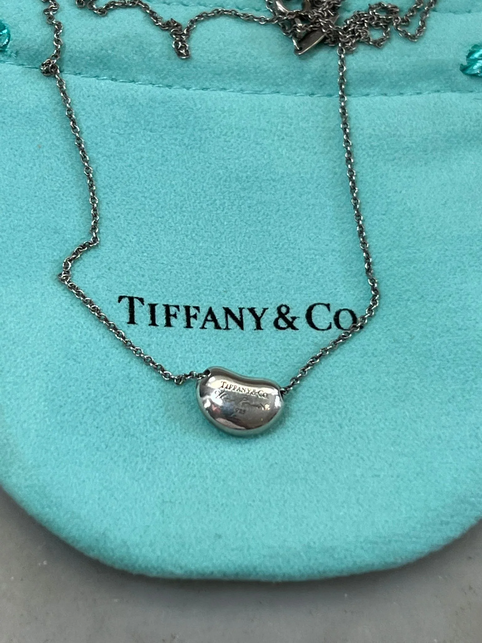 Tiffany & Co. Silver Elsa Peretti Bean Design Pendant Necklace 3.06g - Image 8