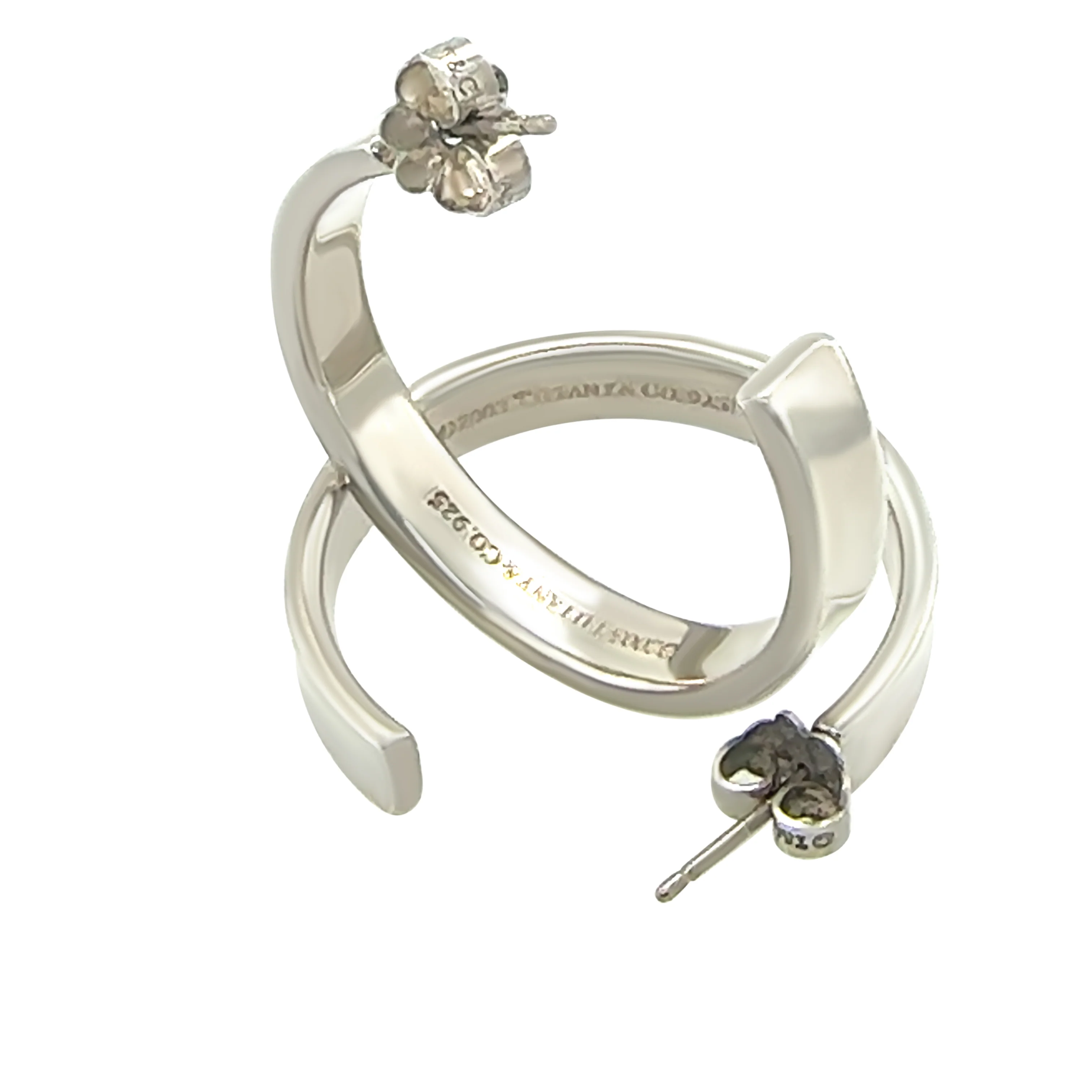 Tiffany & Co Sterling Silver 1837 Hoop Earrings 10.81g - Image 2