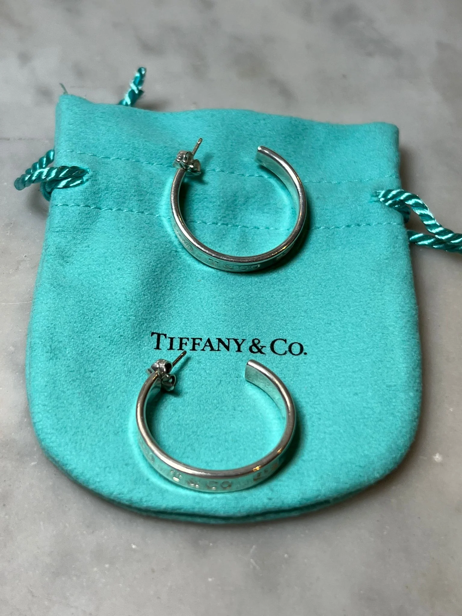 Tiffany & Co Sterling Silver 1837 Hoop Earrings 10.81g - Image 5