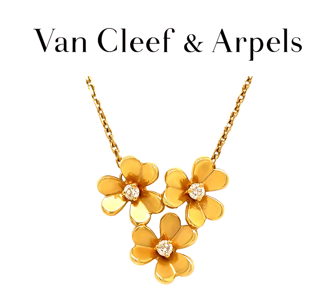 Van Cleef & Arpels Frivole 3-Flower Diamond Pendant Necklace 0.16ct 6.2g