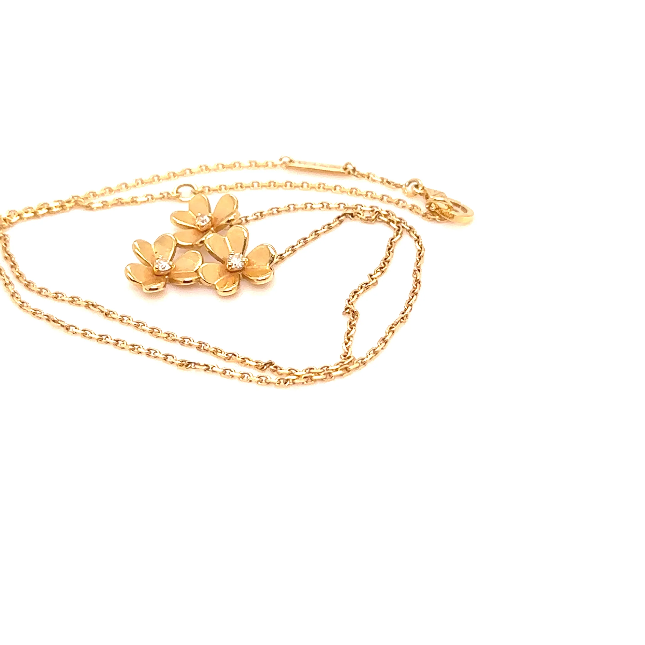 Van Cleef & Arpels Frivole 3-Flower Diamond Pendant Necklace 0.16ct 6.2g - Image 5