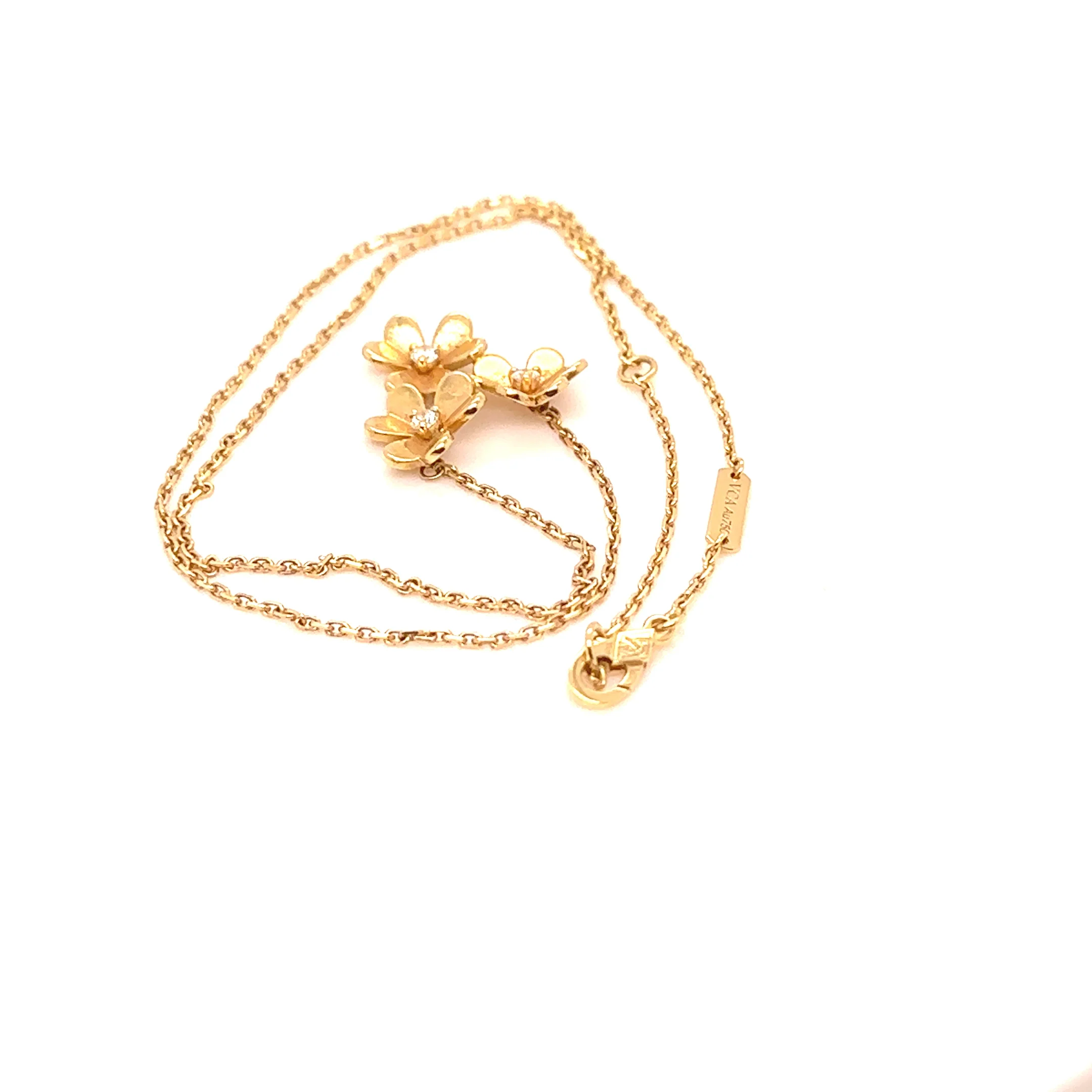 Van Cleef & Arpels Frivole 3-Flower Diamond Pendant Necklace 0.16ct 6.2g - Image 7