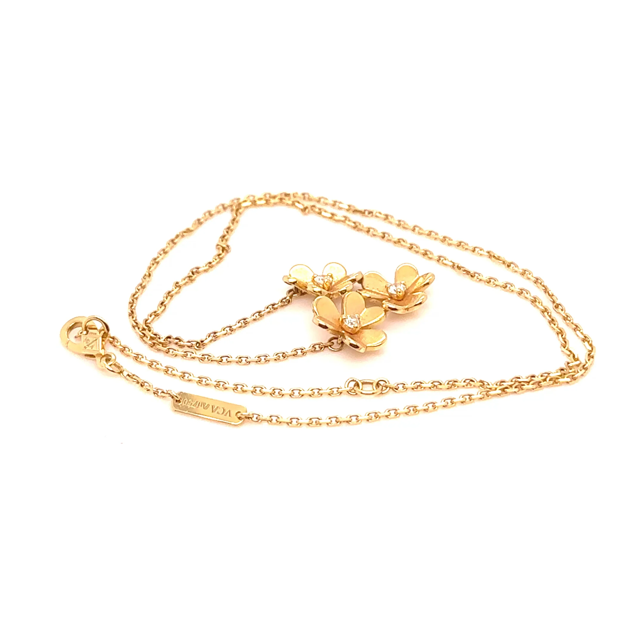 Van Cleef & Arpels Frivole 3-Flower Diamond Pendant Necklace 0.16ct 6.2g - Image 8